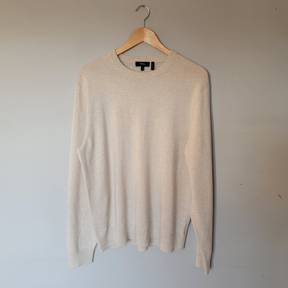 gorgeous 100% cashmere Theory sweater crewneck hilles large classic preppy wool